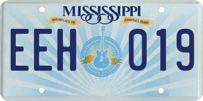 MS license plate EEH019