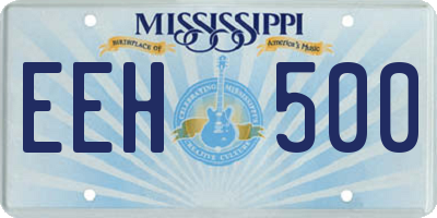MS license plate EEH500