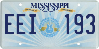 MS license plate EEI193