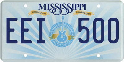 MS license plate EEI500