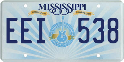 MS license plate EEI538