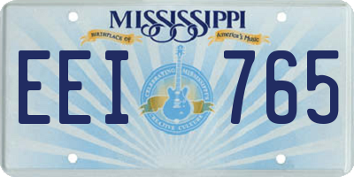 MS license plate EEI765