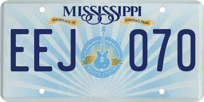 MS license plate EEJ070