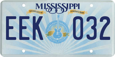 MS license plate EEK032