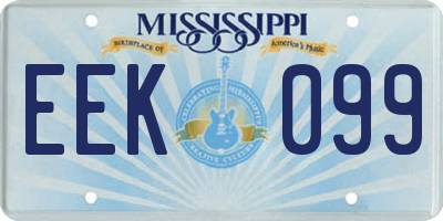MS license plate EEK099
