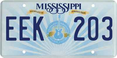 MS license plate EEK203