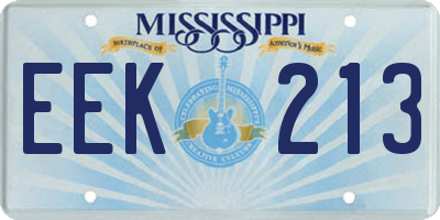 MS license plate EEK213