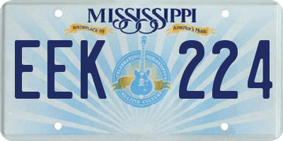 MS license plate EEK224
