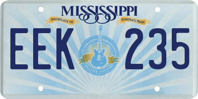 MS license plate EEK235
