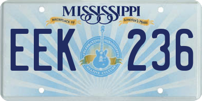 MS license plate EEK236