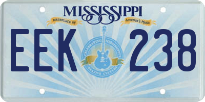 MS license plate EEK238
