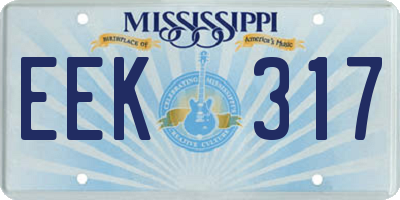 MS license plate EEK317