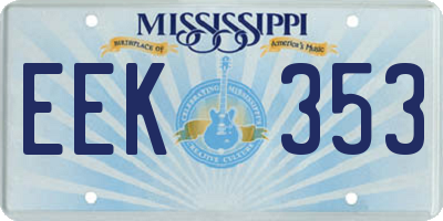 MS license plate EEK353