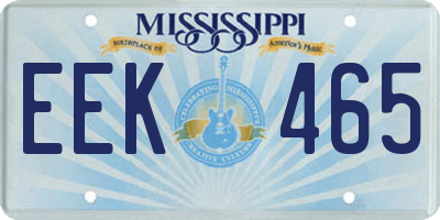 MS license plate EEK465