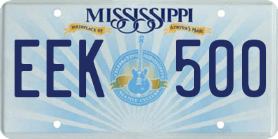 MS license plate EEK500