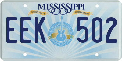 MS license plate EEK502