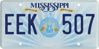 MS license plate EEK507