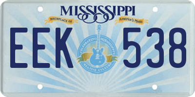 MS license plate EEK538