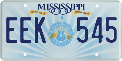 MS license plate EEK545