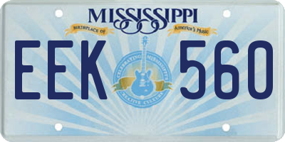 MS license plate EEK560