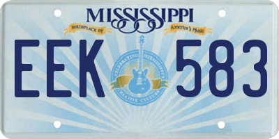 MS license plate EEK583
