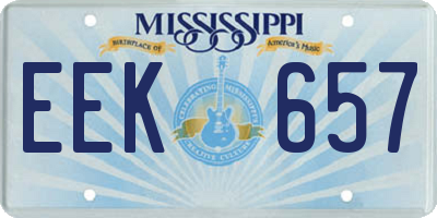 MS license plate EEK657