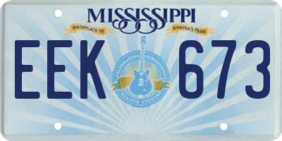 MS license plate EEK673
