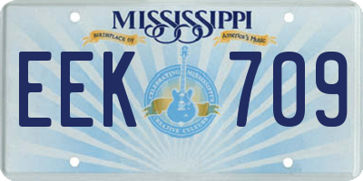 MS license plate EEK709