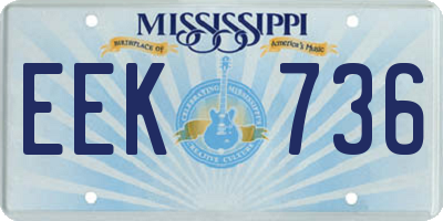 MS license plate EEK736