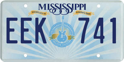 MS license plate EEK741