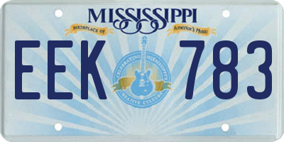 MS license plate EEK783
