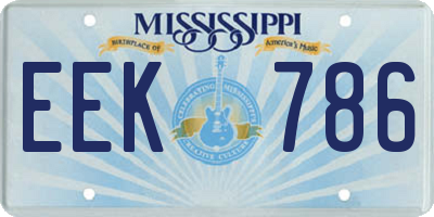 MS license plate EEK786