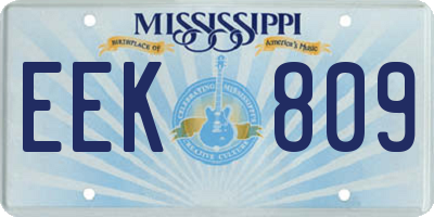 MS license plate EEK809