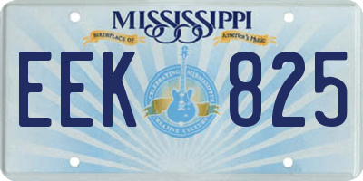 MS license plate EEK825