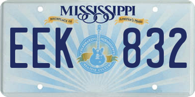 MS license plate EEK832