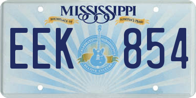 MS license plate EEK854