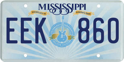 MS license plate EEK860