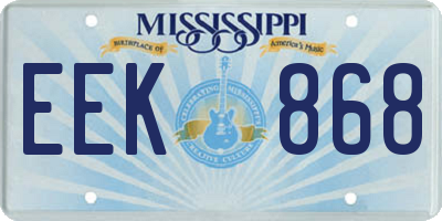 MS license plate EEK868