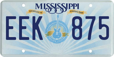 MS license plate EEK875