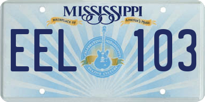 MS license plate EEL103