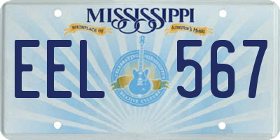 MS license plate EEL567