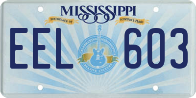 MS license plate EEL603