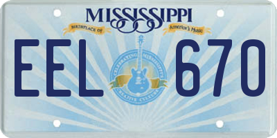MS license plate EEL670
