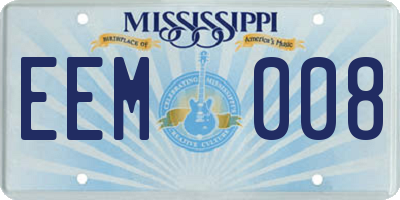 MS license plate EEM008