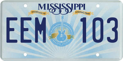 MS license plate EEM103