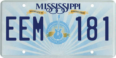 MS license plate EEM181