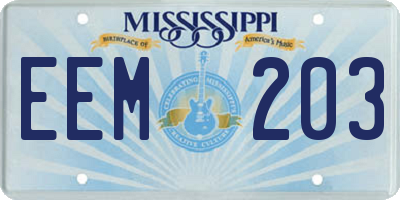 MS license plate EEM203