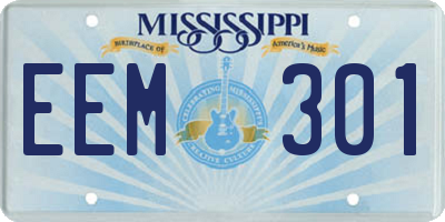MS license plate EEM301