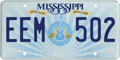 MS license plate EEM502