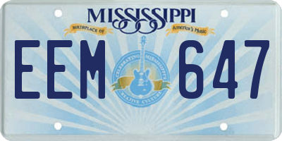 MS license plate EEM647